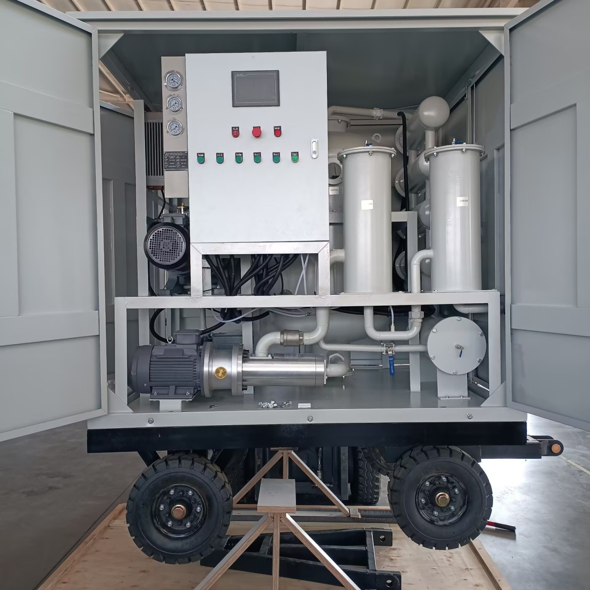 Double stage Vacuum Oil Purifier used for Power Plant Transformer Oil Filtration